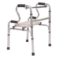 Folding Walker (2 Wheels) - Front Wheeled Support - Adjustable, Lightweight Portable, Compact Elderly, Handicap Medical Walking Mobility Aid