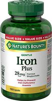 Nature's Bounty Gentle Iron Plus Pills, Supplement, Helps Prevent Iron Deficiency Anemia, 28 mg, 150 Capsules