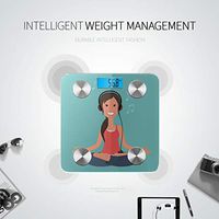 Cute Cartoon Girl in Yoga Lotus Pose Digital Bath Scale Bluetooth Weight Scale Digital Scales Body Tracks 8 Key Compositions Analyzer Sync with Fitness Apps 400 Lbs