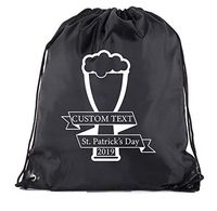 Custom St Patrick's Day Backpack Personalized Drawstring Bags, Reusable Gift bag - 3PK Black CE2500Patty S3