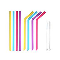HMILYDYK BPA Free Soft and Reuseable Silicone Straws for Yeti/Rtic 30 Oz Tumbler Rambler 4PCS Stright and 4PCS Angled Drinking Straw with 2 Cleaning Brushes