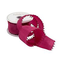 Caspari Burgundy Picot Wired Ribbon - Three 30 Ft. Spools