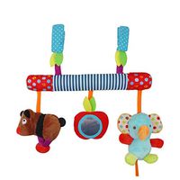 bromrefulgenc Baby Stroller Plush Toy,Soft Animal Rattle Hanging Doll Mobile Crib Stroller Stuffed Toy for Baby Todder Bear Elephant