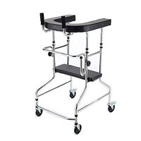 Walker for The Elderly Foldable Mobility Walking Frame for Adult Seniors Adjustable Height Walking Frame for Short Average Lightweight Aluminum Walker (Color : Silver, Size : 125x63x73cm)