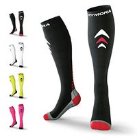 Compression Socks for Men & Women (Cushioned) (One Pair) (Black) (Large)