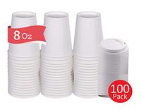 1InTheHome 8 oz Coffee Cups With Lids Disposable Paper Coffee Hot Cups (100 Cup & 100 Lids))