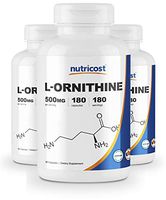 Nutricost L-Ornithine 500mg; 180 Capsules (3 Bottles)