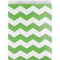 Creative Converting 071625 Paper Treat Bags with Chevron Pattern, fresh lime