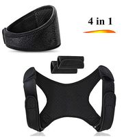 Tourmaline Magnetic Therapy Thermal Self-Heating Neck Pad Massager Belt& Posture Corrector for Men & Women Best-Adjustable Shoulder Back Brace Support 4Pcs
