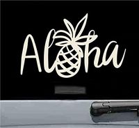 JS Artworks Aloha Pineapple Vinyl Decal Sticker (Beige)