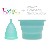 Anigan EvaCup Reusable Menstrual Cup and Collapsible Sterilizing Cup Set, Eco-Friendly, Large Blizzard Blue