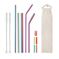 Reusable Straws Colorful Stainless Steel Straws Metal Straws With Silicone Tips Full Variety Rainbow Drinking Straws for 20 oz 30 oz 40 oz Tumblers for Milkshake Coffee and Smoothie Drinks