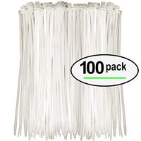 Tarvol Nylon Zip Ties (Pack of 100) 8 Inch with Self Locking Cable Ties (White)