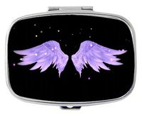 TuMeimei Rectangle Pill Case - Purple Angel Wings Custom Fashion Style Pill Box - 2 Compartments Pill Box/Pill case