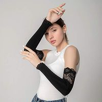 Yjdr UV Sun Protection Women's Gloves UPF 50+ with Breathable Cotton Material Women Lightweight Sunblock Gloves Summer UV Protection Driving Gloves (Color : Black)