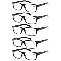 Reading Glasses 5 Pairs Quality Readers Spring Hinge Glasses for Reading for Men and Women (5 Pack Black, 4.00)