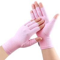 Compression Arthritis Gloves, Fingerless Hand Gloves for Rheumatoid & Osteoarthritis - Joint Pain and Carpel Tunnel Relief-Men & Women (Pink, Large)