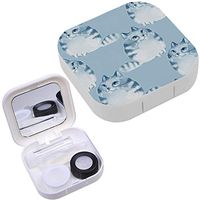 Portable Contact Lens Case Box Travel Kit Mirror + Bottle + Tweezers Container Holder [ Watercolor Cartoon Cats ]