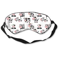 Cute Cartoon Cow Eye Masks Sleep Mask 100% Double-Sided Silk Super-Smooth Eye Mask Ultra-Soft Adjustable Eyeshade for Men Women Boys Girls