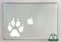 Grain To Glass Designs Wolf Paw Print 13" Laptop Decal - White