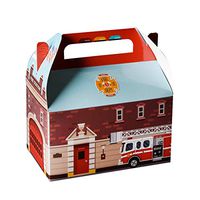 Hammont Paper Treat Boxes - Party Favors Treat Container Cookie Boxes Cute Designs Perfect for Parties and Celebrations 6.25" x 3.75" x 3.5" (10 Pack) (Fire)