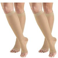 Truform Compression 15-20 mmHg Sheer Knee High Open Toe Stockings Nude, Medium, 2 Count