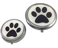 Dog Paw Print Magnifying Makeup Mirror Compact and Pill Case Gift Set