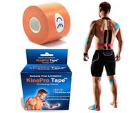 Kinesiology Tape - Physiotherapy Muscle Recovery Pain Relief - Shin Splints Knee & Shoulder - Breathable & 24/7 Waterproof Kinesio Therapeutic Aid - 2.5 Inches x 16.5 Feet Uncut Roll (Orange)