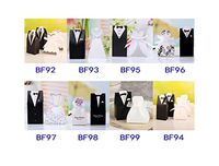 Bridal Gift Cases Groom Tuxedo Dress Gown Ribbon Wedding Favor Candy Box for Wedding Party Favor 50pcs,BF94