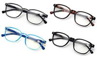 V.W.E. Round Stylish Reading Glasses Pair with Spring Hinge Fashion Glasses for Reading for Men and Women (4 Pairs (Black/Tortoise/Gray/Blue), 2.75)