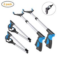2 Pack - 32" Foldable Reacher Grabber Pickup Tool, Extender Gripper Tool, Long Handy Arm Assist Tool, Flexible Lightweight Mobility Aid Reaching Claw Trash Garbage Picker (Blue)
