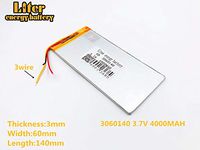 3lines 3.7V 4000mAh 3060140 Lithium Polymer Ion Rechargeable Battery Lithium Polymer Li-Po Battery for MP4 GPS MP3 Bluetooth Stereo DIY Gift