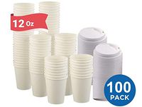 1InTheHome 12 oz Coffee Cups With Lids Disposable Paper Coffee Hot Cups (100 Cup & 100 Lids))