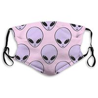 Premium Earloop Face Cover, Dustproof Pollenm Face and Nose Cover with Adjustable Elastic Strap - Windproof Pink Aliens Head Half Face Mouth Cover