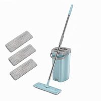 Mop Bucket Cleaning System, Comfort Floor Cleaning Set with 2 Chamber System - Convenient Wringer Mechanism, Keeps Your Hands Clean, with 1/3 icrofibre Pads for All Floor Cleaning,3mopcloths