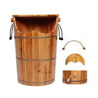 Solid Wood Natural Wood Foot Soaking Bucket Durable Foot Basin with Lid Massage Cedar Pedicure with Lid Insulation FootBathPedicure Bowl Spa Massage Pedicure Barrels (Size : L)