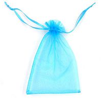 ATCG 50pcs 3x4 Inches Drawstring Organza Pouches Wedding Party Jewelry Favor Gift Candy Bags (Aqua Blue)