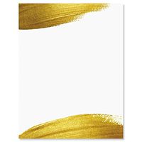 Gold Brush Letter Papers - Set of 25, Graduation Stationery Papers, 8 1/2" x 11", Compatible Computer Paper, Award letterhead, Achievements, Recognition, Announcements