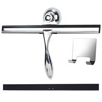 K Kwokker 12 Inch Squeegee for Shower Door Glass Marble Fiberglass for Home Bathroon Kitchen Car Window Body Chrome Plated Streak Free Tile Desk Scraper w/Soft Rubber Water Blade&Suction Cup&Hooks