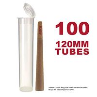 120MM Clear Doob Tubes | 100 Pack | Waterproof Airtight and Smell Proof Blunt Vial Container | Child Resistant with Squeeze Pop Tops | BPA-Free | Ideal for Storing King Size Pre Rolled Raw Cones