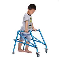 LSY@ Walker, Old Man Child Walker Aluminum Alloy Adjustable Height Short Child Walker Blue Free Installation Foldable