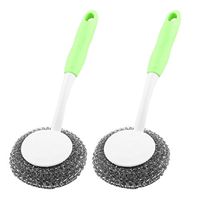uxcell Plastic Handle Restaurant Bowl Pan Pot Cleaning Brush Washing Tool 2pcs Green
