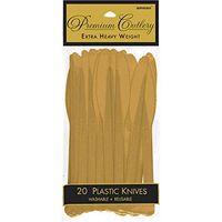 Premium Heavy Weight Plastic Knives | Gold | Pack of 20 | Party Supply