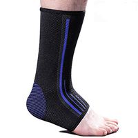 Beister 1 Pair Ankle Brace Compression Support Sleeve for Women and Men, Elastic Sprain Plantar Fasciitis Foot Socks for Injury Recovery, Joint Pain, Achilles Tendon, Heel Spurs, Black & Blue, Large