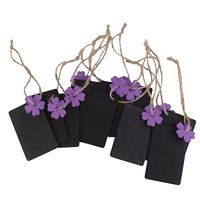 Tinksky 10pcs Mini Rectangular Hanging Wooden Blackboard Valentine's Day Gift Tag Price Tags Wedding Tags (Purple Flower)