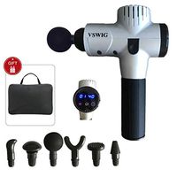 Portable Massage Gun Helps Relieve Muscle Soreness and Stiffness with Carry Case Touch Screen Display 20 Speed Levels Settings 6 Massage Heads (Silver Touch)