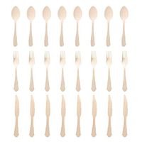 Pasamer Disposable Cutlery, Wooden Disposable Knives Forks Spoons Cutlery Set Birthday Party Tableware Set