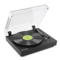 Archeer Vintage Bluetooth Vinyl Turntable Record Player with Built-in Stereo Speaker, 3-Speed Belt Drive, Vinyl-to-MP3 Recording, RCA Output, Big Size - Black