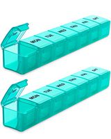 BUG HULL Extra Large Pill Organizer for Travel 2 Pack, Weekly XL Pill Box, 7 Day Jumbo Pill Case, Oversize Daily Medicine Organizer for Vitamins, Fish Oils, Supplements