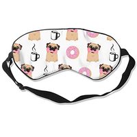 O-X_X-O Funny Vector Dogs Pug Puppies Pattern Donut Coffee Sleep Mask Adjustable Sleep Eye Mask Lightweight Eye Cover Blindfold Eyeshade for Sleeping Travel Shift Work Naps Meditation & Night